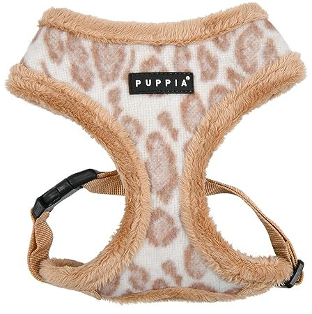 Puppia Kovo Hundegeschirr, Überkopf, warm, Winter, Leopardenmuster, verstellbare Brust, für kleine und mittelgroße Hunde, Beige, Größe M