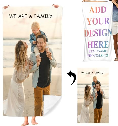 SMchwbc Personalisiert Strandtuch Mit Namen Foto Personalisiertes Strandtuch, Personalisierte Handtuch Badetuch Mit Namen Mikrofaser Strandtuch Für Sport Badetuch Groß 100x200cm (70 x 140 cm,1)