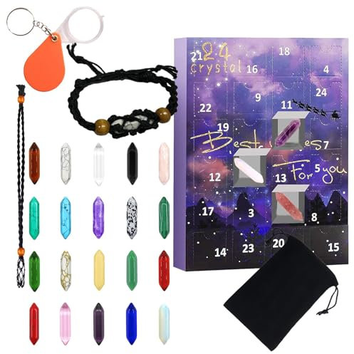 TAOLE Adventskalender 2023 Kristalle Edelsteine 24 Tage Natürliche Heilsteine Weihnachtskalender Kristall Set Naturstein Geschenkbox Für Steine Geschenk Für Yoga Und Geologie Liebhaber