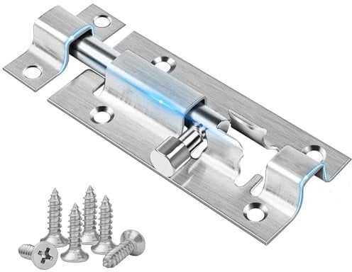 3 Inch (75mm) Door Lock, Leryati 1Pcs Bedroom Door Lock Stainless Steel Bolt Locks, Silver Doors Latch Slide Bolts Locks with Screws, Doors Bolt use for Bathroom Gate Shed Garden Toilet