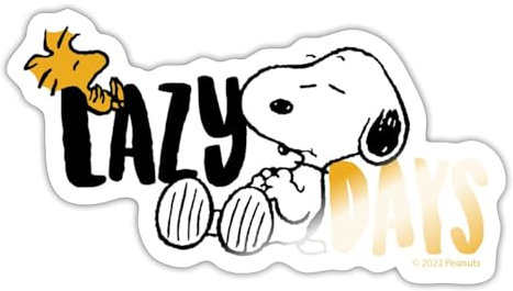 Spreadshirt Peanuts Snoopy Lazy Days Chillen Sticker, max. 10 x 10 cm, 10 x 10 cm, Weiß glänzend