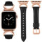 TOYOUTHS Lederarmband kompatibel mit Apple Watch Armband 41mm 40mm 38mm 42mm Damen, Schlank Elegant Dressy Armbänder mit C-förmiger Schnalle für iWatch 10/9/8/7/SE/6/5/4/3/2/1, Schwarz/Rose Pink