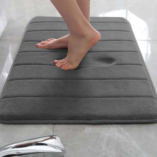 Rr tianshi Badematte, rutschfeste Badezimmer-Bodenmatte, extra weich, saugfähig, schnell trocknend, Badematte, Memory-Schaum, Bodenmatte, Fußmatte (80 x 160 cm, Dunkelgrau)