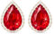 Linawe Ruby Red Imitation Diamond Stud Earrings for Women, Cubic Zirconia Teardrop Rhinestone Crystal Earrings Studs, Rose Gold Wedding Earrings Bridal Bridesmaid Ear Piercing Jewellery