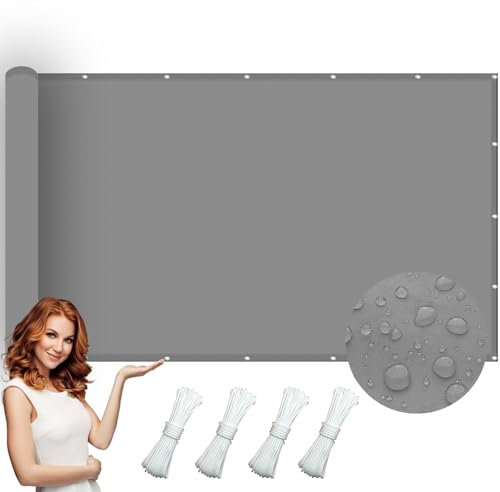 Sonnensegel für Seilspanntechnik 1.5 x 5 m Sonnenschutz BalkonSonnenschutz Gartenpavillon 220g/m² PES Textil 98% UV-Schutz, für Pflanze Pergola ​Zaun, Hellgrau