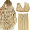 GOO GOO Clip in Extensions Echthaar, Echthaar Extensions Clip, 55cm 120g 7pcs, Extensions Echthaar, Haarverlängerung Echthaar, 18D/22F Schmutzig Blond Strähnchen