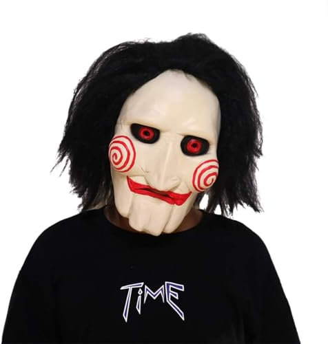 Applysu Saw Jigsaw Mask Halloween Scary Jigsaw Costume Props Adult Full Head Latex Mask for Christmas Carnival Cosplay Party