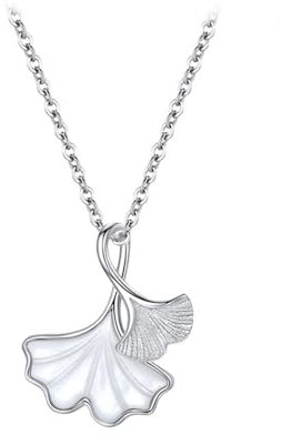 Belons Damen Kette Ginkgo 925 Sterling Silber Ginkgo-Blatt Anhänger Halskette Kette mit Anhänger für Mädchen Ladies