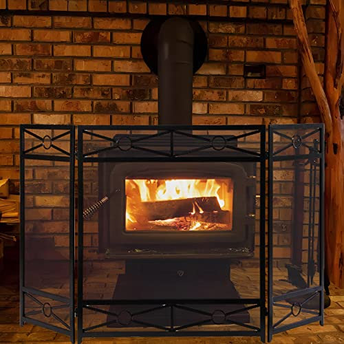 CLLBANT Child Proof Fireplace Screen Black, Gas Hearth/Stove/Open Fire Folding Privacy Fence SafeBaby, Indoor Outdoor Fender, Wide 127Cm small gift