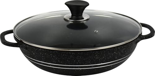 LAVV HOUSEWARES LTD Premium Diecast Karahi Non Stick Ceramic Induction Wok with Lid (32cm)