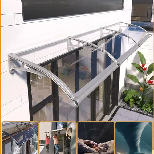 Outdoor Front Door Canopy Awning Large Gutter Garden Awning Self cleaning and Quiet Design Ideal for Front Door Back Door Patio Roof Rain Shelter Canopy Awning (80x470cm/31x185in T)