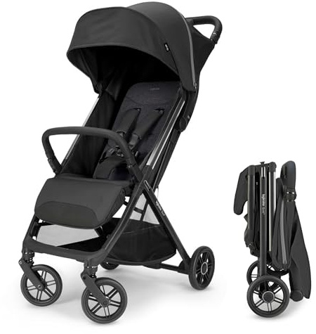 Inglesina Quid³ Stroller, Cosmic Black - Compact Reclining Travel Stroller for Baby & Toddler 0-55 lbs, One Hand fold, Car seat Compatible, Airplane Overhead, Lightweight, Foldable, XL UPF 50+ Canopy