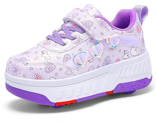 YongerYong Schuhe mit Rollen für Mädchen Jungen, Rollschuhe Schuhe mit 4 Rollen Versenkbarer, Turnschuhe 2-in-1 Turnschuhe Skateboardschuhe