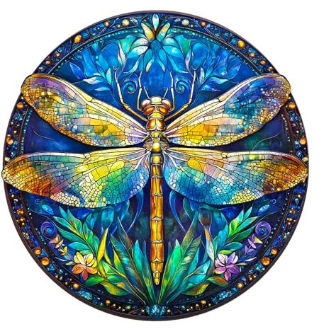 Jigfoxy Wooden Jigsaw Puzzles for Adults, Dragonfly Wooden Puzzles 295pcs, Birthday Gifts for Family Friend(13.4 * 13.4in)