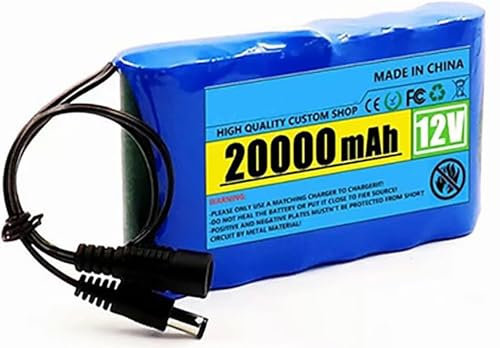MisetGao Batteria al Litio 3S2P 12V 20000Mah con Scheda di Protezione Integrata, Batteria agli Ioni di Litio Ricaricabile con Caricabatterie da 12,6V 1A