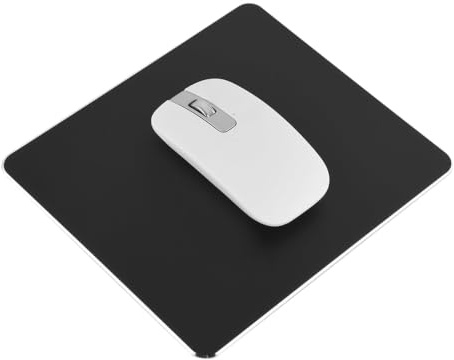Aluminum Double Sided Mouse Pad, Non Slip Metal Mouse Mat, Ultra Thin Gaming Mousepad with Smooth Hard Surface, Accurate Control, 4pcs Rubber Stickers Included for PC Computers and Laptops, Black