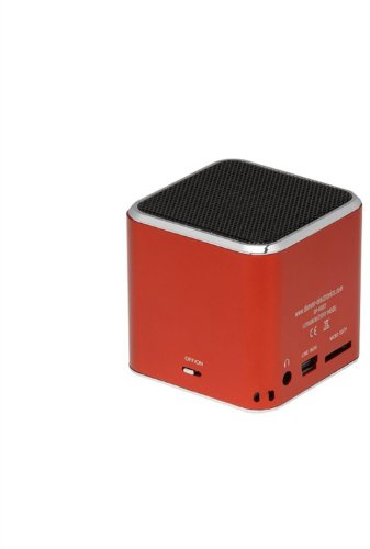 Denver SP-6 Rot Mini Soundstation inkl. 8GB Micro SD-Karte(MP3 Player, Stereo Lautsprecher, Line In Funktion, SD/microSD Kartenslot)
