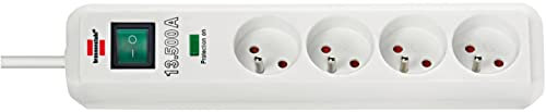 Brennenstuhl Multiprise ECO-LINE blanche, 4 prises de courant, avec parasurtenseur (13500 A) et 1,4m de câble