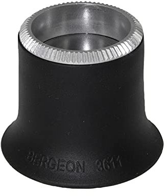 Bergeon 3611-N-3.5 Lupe, Vergrößerung 2,8X, ergonomisch, modern, Weichgummi, Schwarz, mit verschraubtem Aluminium-Ring