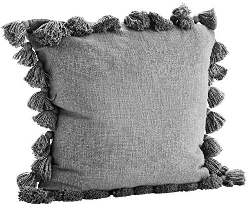 Madam Stoltz Zierkissen Kissenbezug Quasten 65cm Grau
