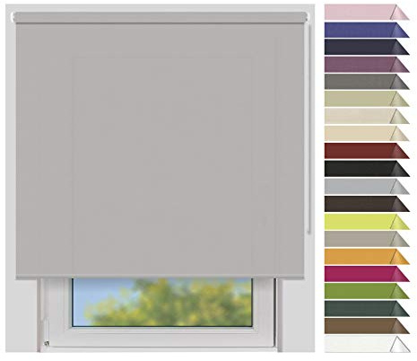 EFIXS Sichtschutzrollo Medium - 25 mm Welle - Breiten: 40-240 cm - Höhen bis 240 cm - Hier: 200 cm x 190 cm (Stoffbreite x Höhe) - graubeige (6840) - lichtdurchlässig - Blickdicht