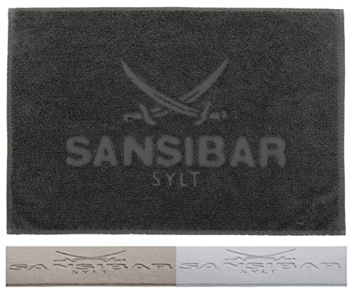 Sansibar Badematte 50x80 cm – Badvorleger, Badteppich aus Reiner Baumwolle – Oeko-TEX, rutschfest und waschbar – Sylt-Design - Anthrazit