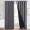 PONY DANCE 100% Blackout Double-Layer Curtains with Liner - Thermal Insulated 66x90 Inch Long Curtains for Bedroom Living Room, Energy Energy & Noise Reducing, Grey Grommet Blackout Drapes, 2 Panels
