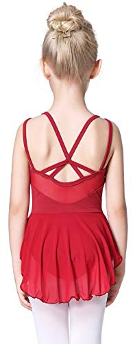 Soudittur Bambine Ragazze Vestito Tutu da Balletto Leotard Body Abiti per Danza a Ginnastica Manica Corta (130cm: 8-9 Anni, Rosso)
