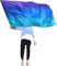Winged Sirenny 180cm Handgefertigt Tanzflagge mit flexiblem Stab, Leichte Seidenfahne Rechteckig Spielseide (türkis-blau-violett B)