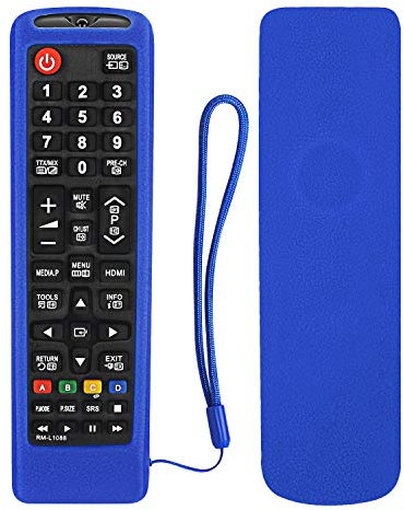 Schutz Silikon Remote Case Fit für Samsung Smart TV AA59-00741A AA59-00786A BN59-01175N BN59-01315B Fernbedienung, Stoßfest Langlebige Fernbedienung Hülle für Samsung Smart TV, mit Lanyard (Blau)