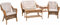 Krines Home Rattanset Marbella Natur Rattan Sitzgruppe Landhaus Stil Wintergartengruppe Rattangruppe Wintergarten Set (Vintage Braun)