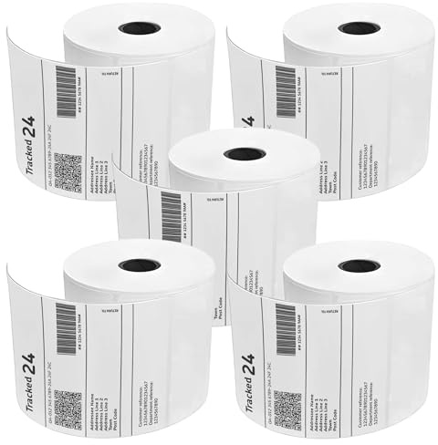 Double Dragon, 5 Rouleaux, 1 250 Étiquettes Thermiques Directes Premium Revêtues, 100x150mm (4” x 6”), Autoadhésives, MUNBYN, Rollo, TSC, Imprimante d'Étiquettes Thermiques Directes