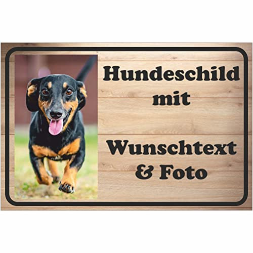 INDIGOS UG - Hundeschild - Aufkleber - Hund - mit Wunschtext und Foto - Spruch - Design Deko Geschenkidee individuell personalisiert - Sticker selbst gestalten