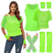 WILDPARTY Frauen Casual Sexy 80er Jahre Kostüme Fischnetz Neon Schulterfrei T-Shirt Zweiteilig Fischnetz Handschuhe Legwarmers 80er Jahre Outfits für Frauen 80er Jahre Kostüm Zubehör für 80er Jahre
