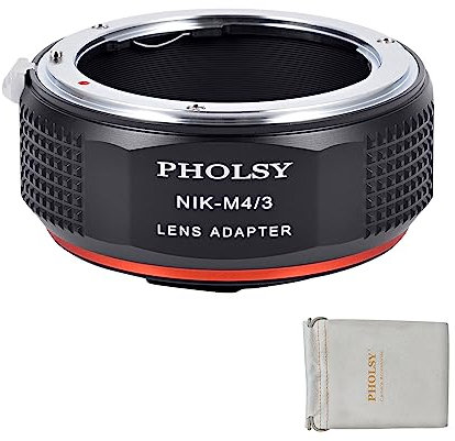 PHOLSY Bague d'adaptation Nikon F vers MFT pour Objectifs Nikkor AI/F/AIS/AF/AF-I/AF-S sur Appareils Photo Micro Four Thirds (M4/3 Micro 4/3) Compatible avec Olympus Panasonic Lumix Caméras