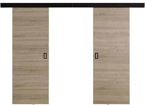 KIER FURNITURE Türen Werdi DUO 132 Moderne Schiebetüren - Wandschiebetür - Universal Links und Rechts - Metallschiebesystem - Robust, Haltbar - Stabil, Langlebig - Eiche Sonoma B132xH205xT1,6 cm