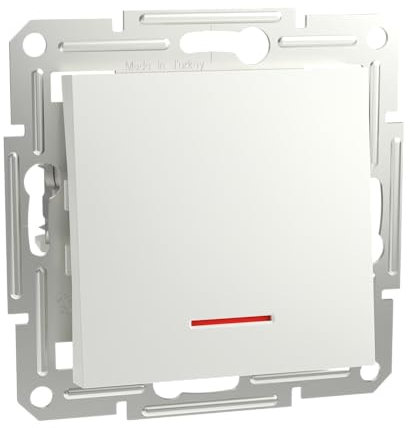 Schneider Electric Asfora EPH1670121D - Pulsador empotrado con LED (10 A, 250 V CA, terminales de tornillo), color blanco