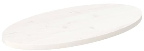 vidaXL Tischplatte Weiß 70x35x2,5 cm Massivholz Kiefer Oval