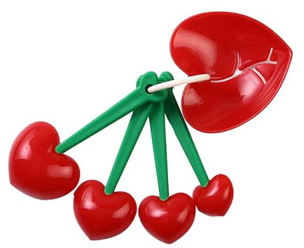 Measuring Spoon Kit Measuring Spoon Kit Heart Shaped Reusable Detachable Red Love Cherry Shaped Egg White Separator Kit for Home Measuring Spoon Kit Food Grade Material