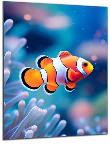 DARO Design - Wand-Bild 6mm HDF 40x30 cm Unterwasser Anemonen-Fisch - Wand-Deko Bilder Wohnzimmer