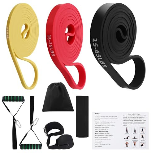 Resistance Bands Set, 3 Verschiedene Niveaus von Fitnessbänder, Widerstandsbänder mit Türankern, 2-Griffen, Aufbewahrungstasche und Trainingsanleitung,Verwendet für Krafttraining, Yoga, Dehnung