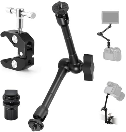 TARION Magic Arm Kamera Halterung: Klemmstativ Mit Super Klammer, Flexibel Gelenkarmstativ Tischstativ Halterung Studioklemme Mit 1/4'' 3/8'' Gewinde und Blitzschuhhalterung