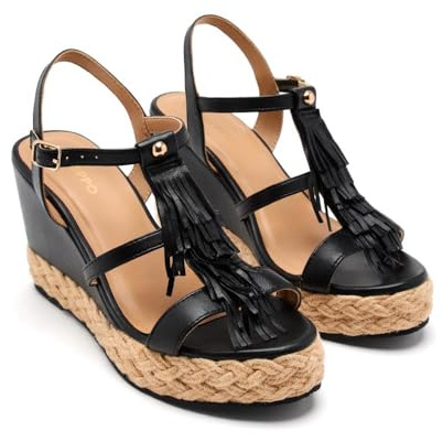 GIOSEPPO Femme Elderon Sandale Cage Espadrille, Noir, 40 EU