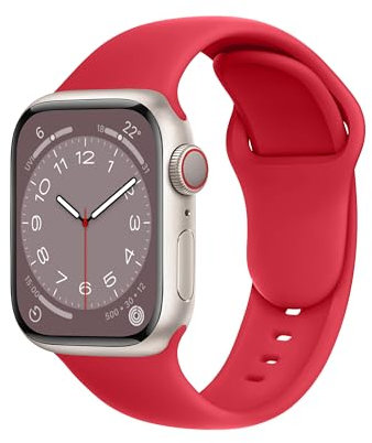 ELETTRONEO SBC1 Cinturino per Apple Watch Ultra 3 2 49mm, Serie 11 10 46mm, 9 8 7 45mm 41mm, SE 6 5 4 44mm 40mm, 3 2 1 42mm 38mm Donna Uomo Band Bracciale Sport Silicone, Natale rosso