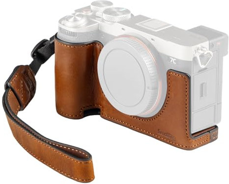 SmallRig A7C II / A7CR Camera Leather Case Kit for Sony Alpha 7C II/Alpha 7CR, Retro Style Leather Camera Half Case with Wrist Strap, Aluminum Alloy Frame, for Tripods/Handheld Shooting - 5015
