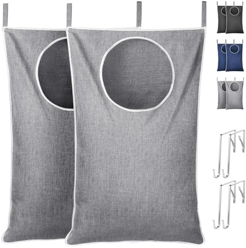 Lifewit Wäschesack, große zusammenklappbare hängende Wäschekorb, hängende Wäschesammler Tasche für Bad Schlafzimmer schmutzige Kleidung Storage Organizer, Hellgrau, 2 Pack