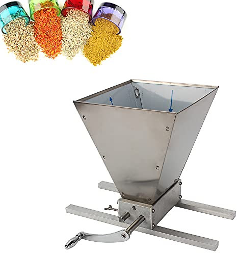 Manual Large Grain Mill Stainless Steel Crusher Malt Barley Grinding Machine, Wheat Feed/Flour Wet & Dry Cereal Machine 8lbs/min, with 2 Stainless Steel Roller for Home Brew Beer Mill