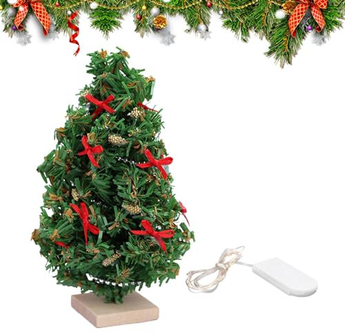 Miniature Christmas Tree Lights For Dolls House, 1/12 Scale Christmas Tree, Dolls House Light Up Christmas Tree, Table Top Lighted Christmas Tree, Cute Holiday Ornaments For Miniature Scene