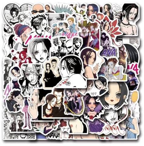 50pcs Nana Aufkleber, Japanische Anime Stickers, Wasserfeste Vinyl Sport Graffiti Aufkleber für Laptop Koffer Gepäck Scrapbook Skateboard
