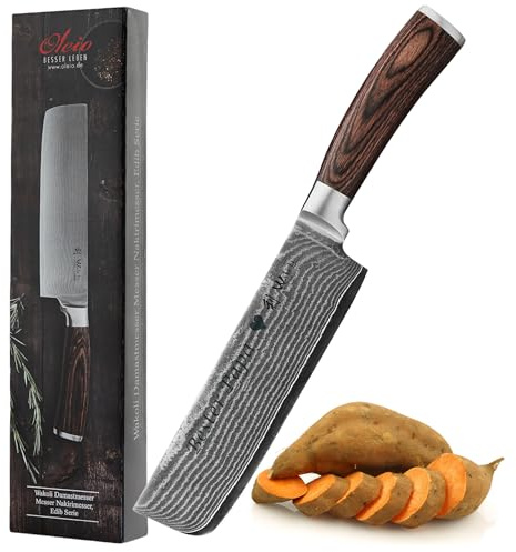 Wakoli EDIB Damast Nakiri Messer mit Gravur – Personalisiertes Messer, 17,5 cm Klinge aus 67 Lagen Damaststahl (VG10-Kern), Pakkaholzgriff – Scharfes Küchenmesser Geschenk, Geschenkverpackung